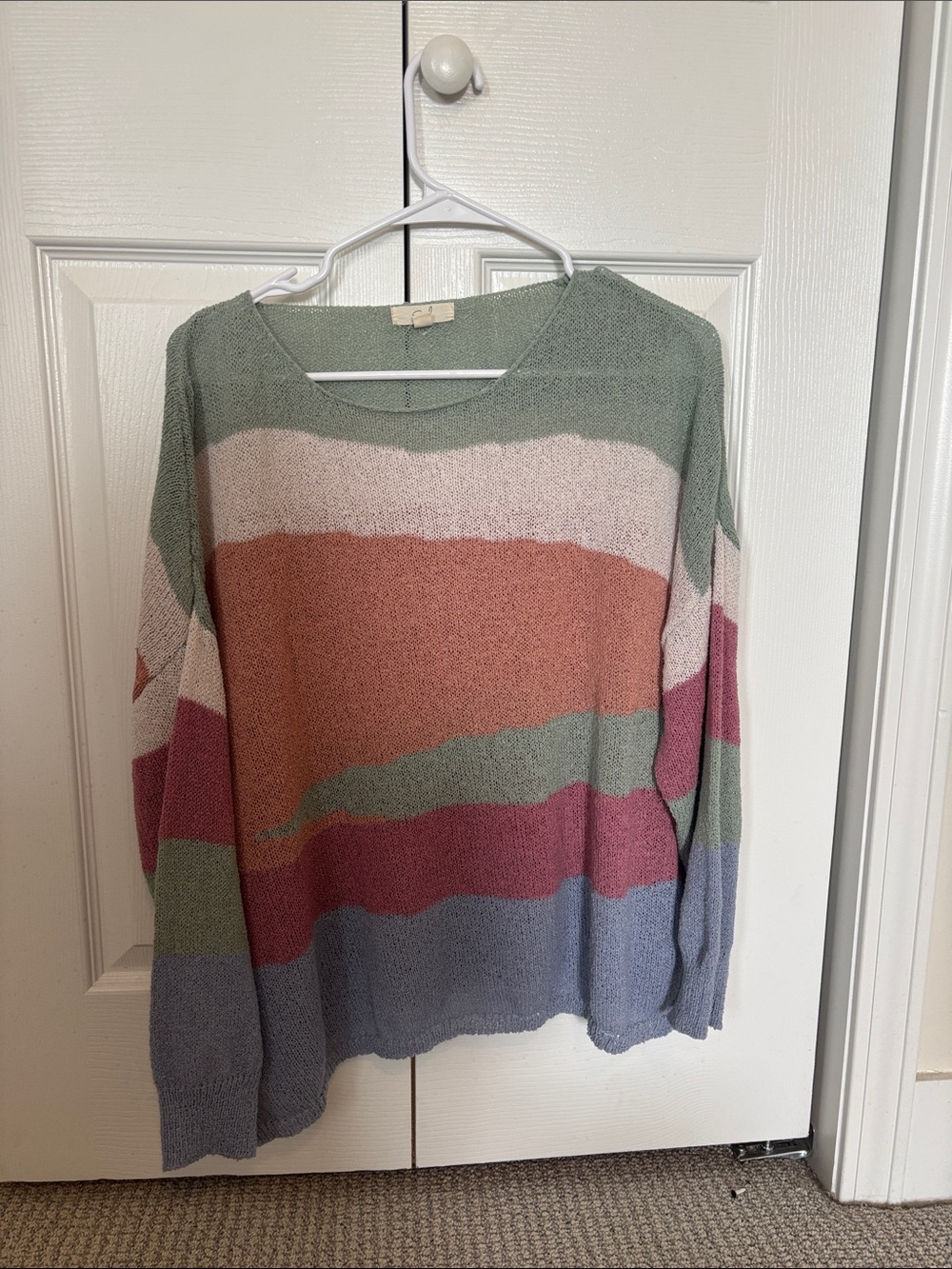Easel open knit lightweight striped sweater